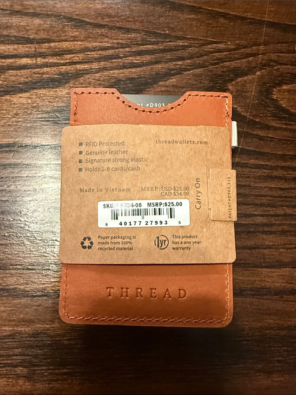 Thread Blue Floral Card Wallet with Tan Accent